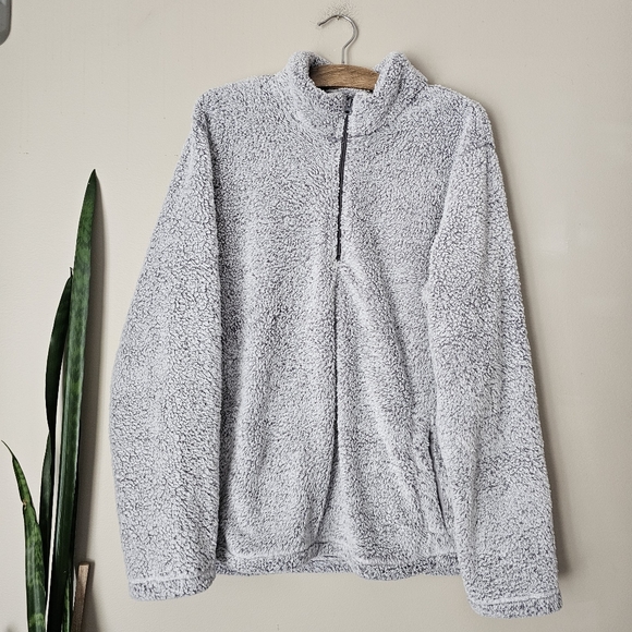 GEORGE | Grey Fluffy Teddy Quarter Zip Sweatshirt - Picture 1 of 5